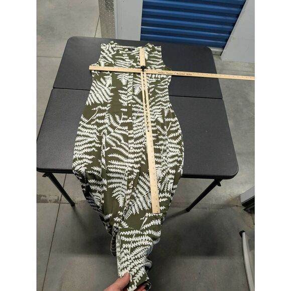 Talbots Maxi Dress Jersey Stretch Green Foliage Print Sleeveless Women's Medium - Picture 5 of 5